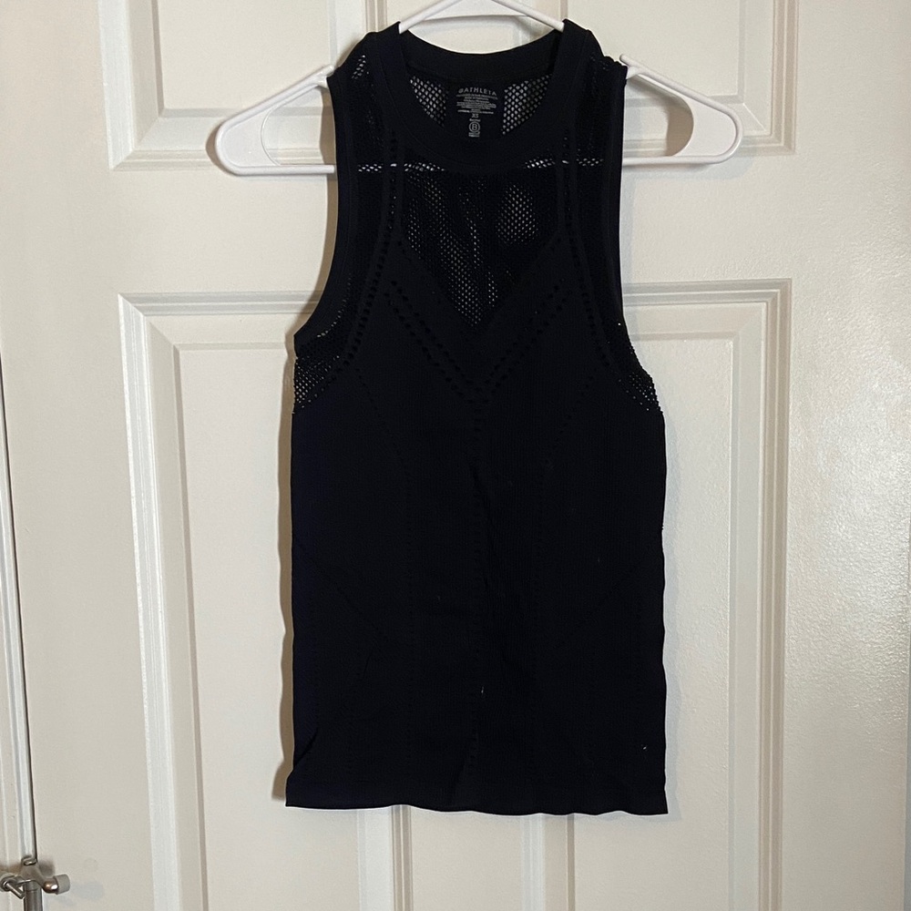 Athleta Black Mesh Detail Tank Top